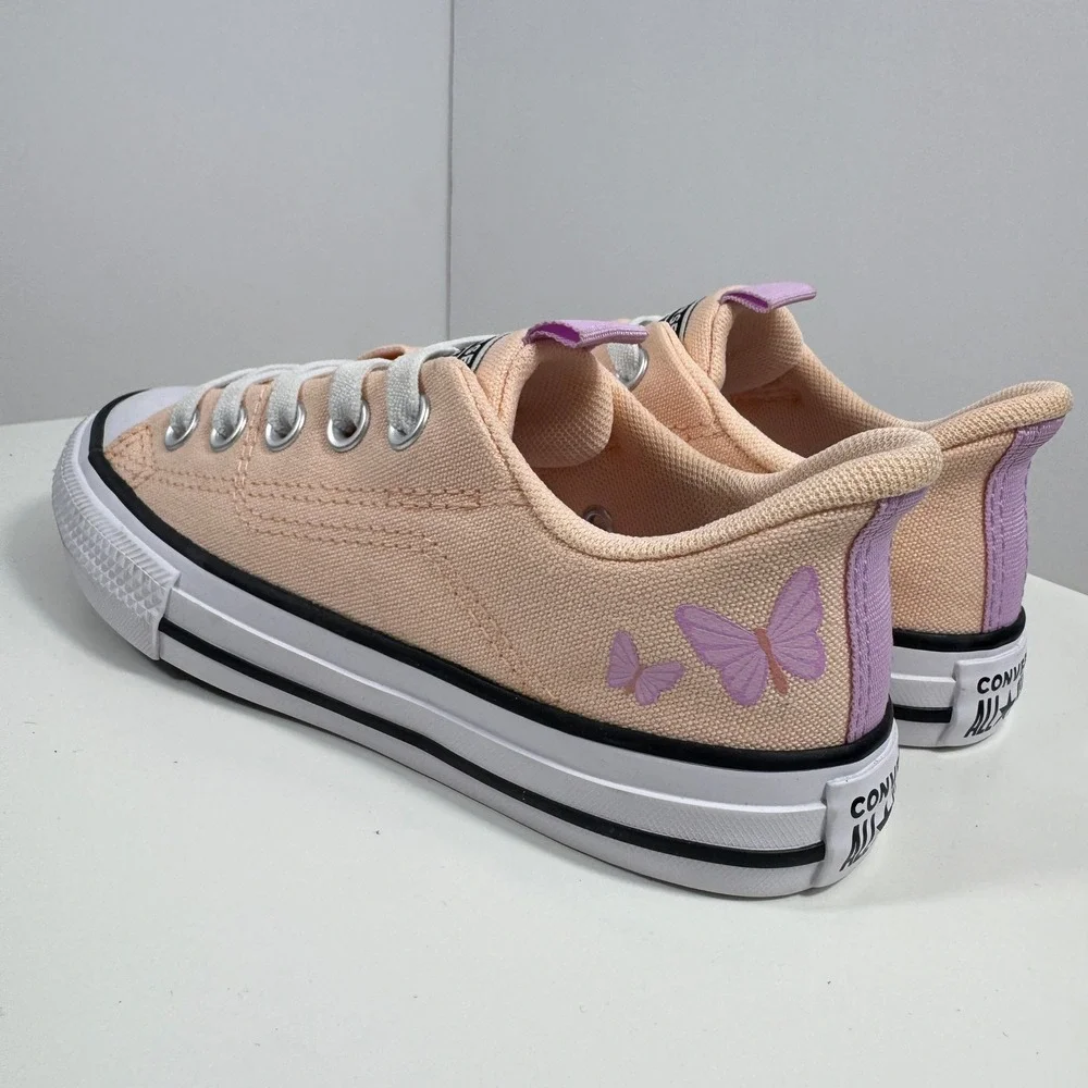Converse Chuck Taylor All Star Low Top Kids Size 13 Peach Purple Butterfly